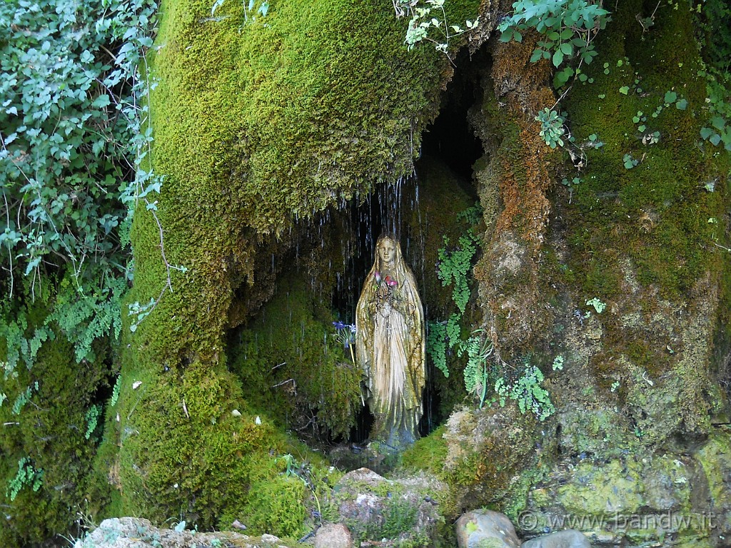 DSCN6382.JPG - Le "Lacrime di Maria" dovute al percorso di un piccolissimo ruscello, che, attraverso il muschio, gocciola davanti questa piccola grotta (ove è stata posta questa statua di madonna) simulando un pianto, appunto denominato "Lacrime di Maria"